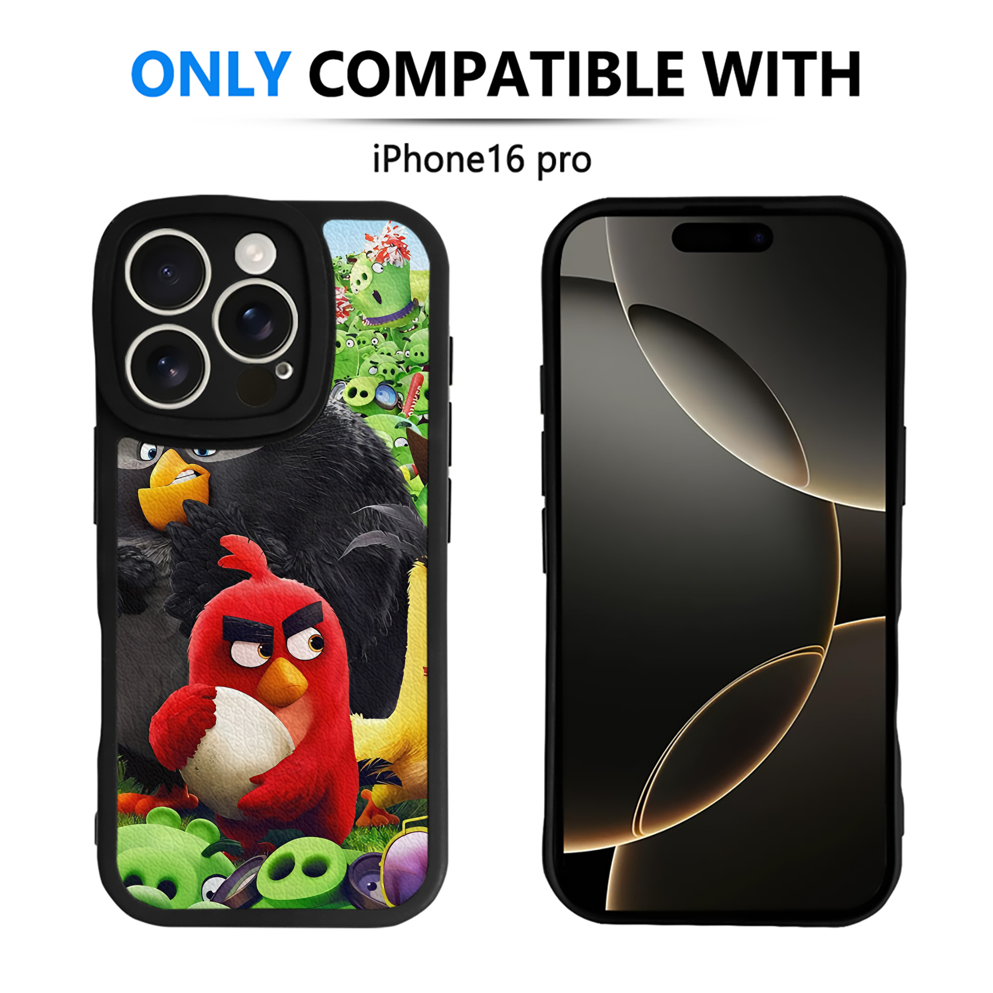 （画像用） Angry Birds アングリーバード 【iPhone 16シリーズ対応】シリコンスマホケース（レザー調） 材質：シリコン